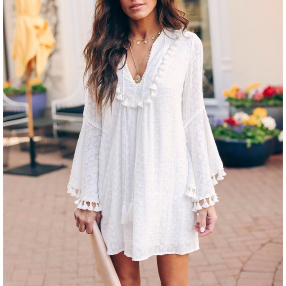 Vici Dresses & Skirts - Vici stranded embroidered tassel tunic white new S Vici Dresses & Skirts - Vici stranded embroidered tassel tunic white new S